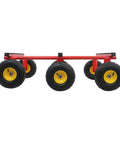 Heavy Duty All-Terrain Six-Wheel Furniture Dolly Cart With 1200-Lb Capacity, six large wheels and red frame