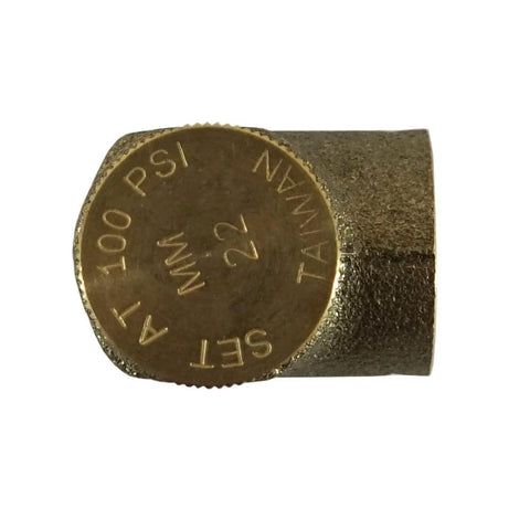 Brass 1/2-inch pressure relief valve, 100 PSI, for cold water plumbing systems