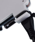 Close-up of the solid grip Din rail mount for Raspberry Pi showing micro USB strain relief and nylon casing details.