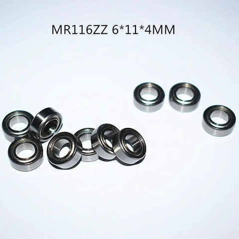 MR116ZZ Mini Bearing Set 6x11x4mm Chrome Steel Sealed High Speed Bearings For Small Machinery Skateboards Inline Skates And Wet Environments Corrosion Resistant Durable Precision Parts That Roll Smooth, 6 pieces shown