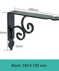 Sturdy Cast Iron Corner Shelf Brackets Featuring Triangular Wall Mount Support Ideal For Heavy Bookshelves Kitchen Racks And Outdoor Sheds This Versatile DIY Bracket Holds Up Like A Champ With Quick Hookup Design For Every Project, black, 140 x 190 mm.