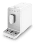 Real Deal Fully Automatic Espresso Machine With Durable Steel Burr Grinder For Bold Whole Bean Coffee And No Fuss Brewing In Sleek Matte White Kitchen Essentials, shown from the front angle.