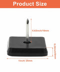 Close-up view of 20 Pack 1 Inch Nail On Chair Sliders Square PTFE Gliders For Furniture Feet Movers showing dimensions