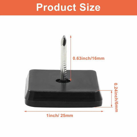 Close-up view of 20 Pack 1 Inch Nail On Chair Sliders Square PTFE Gliders For Furniture Feet Movers showing dimensions