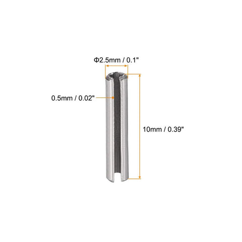 Rock Solid 304 Stainless Steel Slotted Spring Pins M2.5 X 10mm Split Dowel Roll Fasteners Plain Finish Chamfered Ends For Heavy Machine Build And Workshop Rigging A Badass 20 Piece Hardware Kit