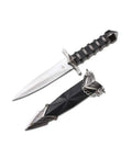 Assassins Dagger With Hard Scabbard, Medieval Short Sword Style Athame Knife with stainless steel blade displayed on white background