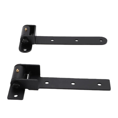 2 Pack 13 Inch Heavy Duty Strap Gate Hinges Solid Stainless Steel supports up to 900 pounds, shown in black finish.