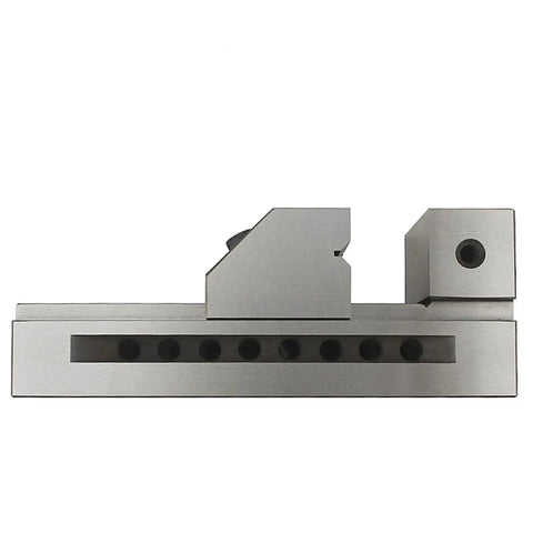 Side view of Precision Mini Drill Press Vise Clamp QKG63 for Grinder Drill Press EDM and Surface Grinder, heavy-duty steel construction.