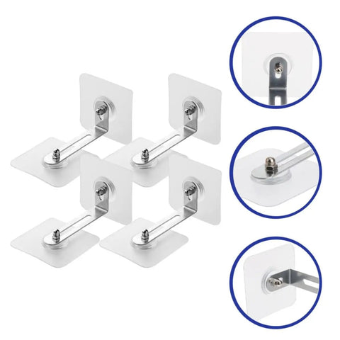 Four Pack Anti Tip Anchors For Furniture Stainless Steel And Acrylic, Adjustable Wall Mount Design, No Drill Required, Easy Install For Dressers Shelves TV Consoles Cabinets Keeping Kids Pets And Heavy Appliances Safe four-pack anchors