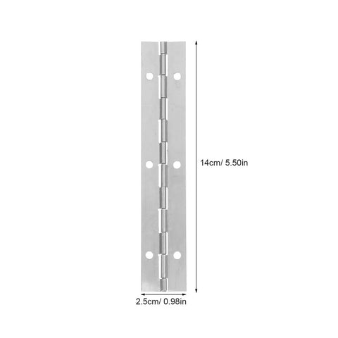 12Pcs Piano Hinges with Smooth Action for Cabinet Doors and Lids, steel construction, shown with dimensions 14cm by 2.5cm