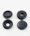 Fifty Piece Set Of Durable Plastic Screw Cap Covers For Furniture And Cabinets Featuring Slick Hidden Design, black caps for M4 bolts.