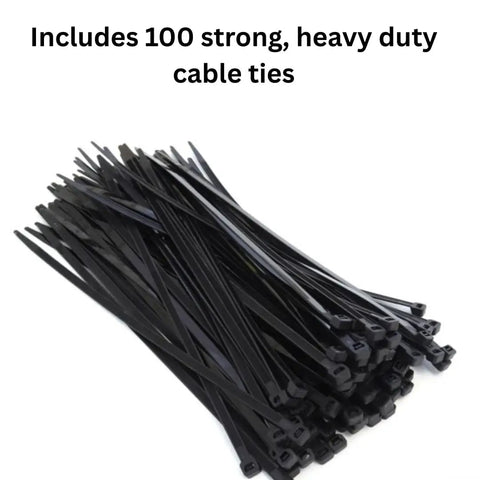 100 Pack Heavy Duty 14 Inch Zip Ties With 120 Pound Tensile Strength UV Resistant Marine Grade Nylon bundled on white surface