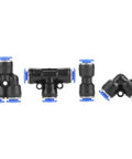 Snapping Pneumatic Push Connectors: 40-Piece 6mm Air Hose Quick Fitting Kit With High Pressure Relief And 360 Degree Rotation For Super Easy Tool Hookup No Leaks, black 6mm push-fit air hose connectors