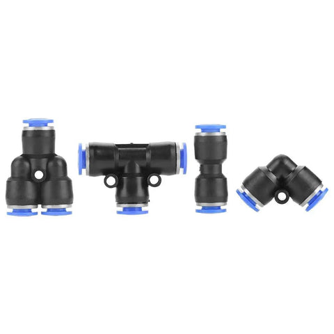 Snapping Pneumatic Push Connectors: 40-Piece 6mm Air Hose Quick Fitting Kit With High Pressure Relief And 360 Degree Rotation For Super Easy Tool Hookup No Leaks, black 6mm push-fit air hose connectors