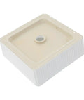White Ceramic Square Vessel Bathroom Sink showing top view and drain opening for easy installation.