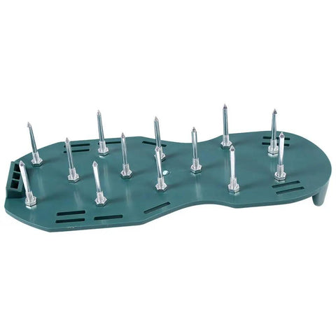 Spiked Lawn Aerator Shoes With Adjustable Straps For Yard And Garden One Size Fits All showing rustproof spikes and PP base