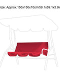 Three Seat Patio Swing Cushion Cover Replacement For Outdoor Hammock Durable 190T Polyester Tear Resistant Red 150x150x10cm