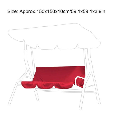 Three Seat Patio Swing Cushion Cover Replacement For Outdoor Hammock Durable 190T Polyester Tear Resistant Red 150x150x10cm