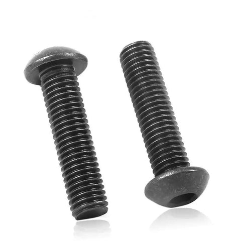 M3 To M5 Alloy Steel Hex Socket Button Head Screws Kit in Silver for Furniture and DIY Projects, close-up of two screws