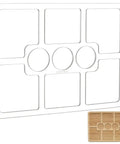 Clear Acrylic Nine Pocket Router Jig And Tracing Template For Woodworking Shops Heavy Duty Rectangle Layout Gauge with shape cutouts.