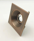 4" Low Voltage recessed Lighting Satin Stepped Baffle Antique Bronze Square Trim viewed from side with GU10 socket opening.