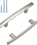 30 Pack Zinc Alloy Cabinet Handles With 3 Inch Center To Center Brushed Nickel Arch Drawer Pulls Modern Hardware For Kitchen Cabinets And Bathroom Cupboards Durable Satin Finish Easy Install, shown with installation screws