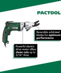 Pro Grade Heavy Duty Electric Fiber Cement Siding Cutter With Six Point Five Amp Motor showing reversible blades and motor details.