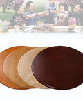 40 Inch Teak Lazy Susan Turntable For Dining Table Rotating Serving Tray displayed in different wood finishes