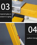Heavy Duty Retractable Safety Barricade With Mobile Traffic Guardrail showing temper glass and padlock design features.