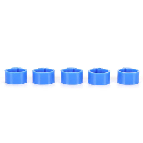 Five blue plastic 10mm pigeon leg clip rings in 200 Pcs set for poultry foot identification and age sorting