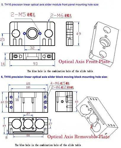 Technical diagram of Manual Sliding Table With Ball Screw 1605 Linear Stage Actuator Cross Slide Table With SFU1605 Linear Guides.