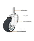 Heavy Duty Industrial Caster Wheels With Swivel And Brake, threaded stem, polyurethane wheel, dust cover, steel sheet