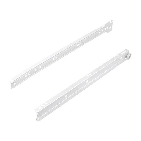 Tough As A Bull Heavy Duty 6 Pair 16 Inch Bottom Mount Drawer Slides Featuring Hella Smooth Self Closing Action Rust Resistant White Powder Coated Steel Tracks.