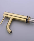 Brushed Gold Bathroom Faucet With Solid Brass Construction Single Hole Deck Mounted Lavatory Vanity Sink Faucet.