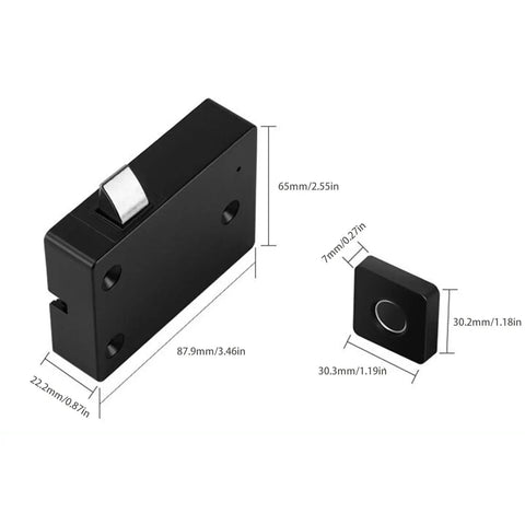 Dimensions of Fingerprint Cabinet Lock With Biometric Keyless System For Home And Office Half Second Unlock 360 Degree Detection Durable PC Plus ABS For Child Safety And Secure Storage