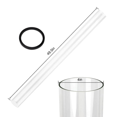 Replacement Glass Tube For Patio Heaters About 49 And A Half Inch Tall 4 Inch Diameter With Silicone Ring Easy Install