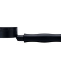 58MM Bottomless Portafilter With Titanium PVD Coated Head And Anodized Aluminum Handle, side view with ergonomic handle.