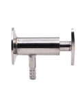 Sanitary sample valve, stainless steel, 1.5-inch tri-clamp ferrule ends, side hose barb
