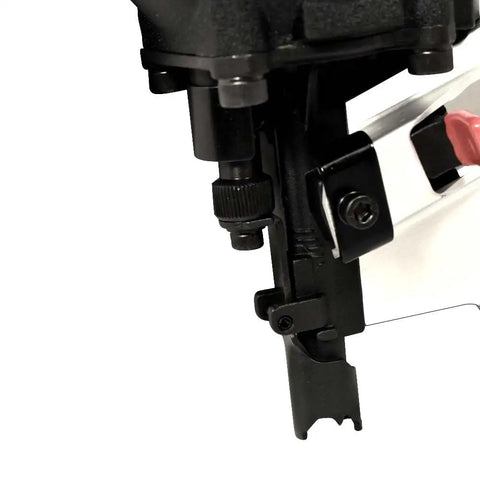 Close-up of 21 Degree Framing Nailer Be A Beast With 3 1/2 Inch Full Round Head Drives 2 To 3-1/2 Inch Plastic Collated Nails