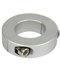 Shop Tough Rock Solid Heavy Duty Split Shaft Collar With Double Set Screw Clamp For Precision Machine Tools And Bearing Backstops In Anodized Silver 38 Mm Bore Size, detailed view showing set screws.