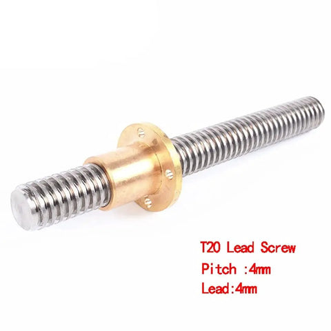 Rock Solid T20 Lead Screw With 4Mm Pitch And Trapezoidal Threads For Smooth Cnc 3D Printer Upgrades Built From Hella Durable 304 Stainless Steel Featuring An Included Brass Nut For Top Shelf 1000Mm Performance