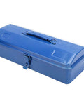 Badass Heavy Duty Iron Toolbox With Secure Lock And Reinforced Cross Punched Base 24 Inch multifunctional tool chest in blue.