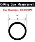 Diagram showing O-ring measurements for 800 Piece O Ring Kit With Nitrile Rubber Seals And Gaskets All-In-One Black O Ring Assortment
