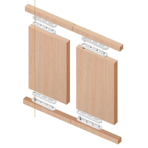 360 Degree Rotatable Door Pivot Hinges 100 x 16 x 11mm Stainless Steel For Home Cabinets And Toolboxes Beefy Heavy Duty With Smooth Full Range Movement And Easy Access installed in wooden frame.