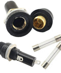 4 Pack 6x30mm Fuse Holders Panel Mount Screw Cap Style Built To Last For 250V AC 10A And 125V AC 15A Fuses, Black Plastic, Metal