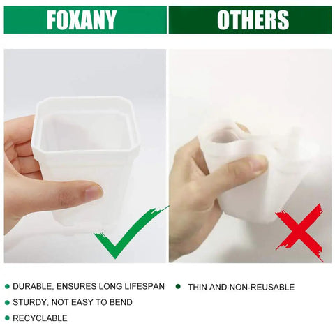 Comparison of 30 Pack 3 Inch White Square Nursery Pots With Drain Holes And Saucers For Seed Starting versus lesser quality, showing durability and sturdiness.