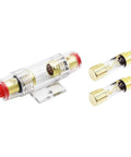 Badass In-Line AGU Fuse Holder Set For High Octane Car Audio Setup Protects Your Rig With 2X 100 Amp Fuses, clear fuse holder with fuses.