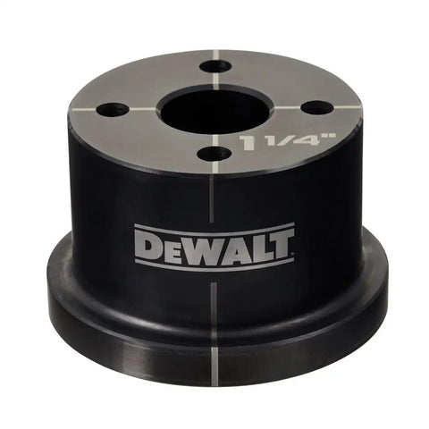 DeWalt One Half Inch To Two Inch Knockout Set For Electrical Boxes With Durable Punches And Quick Change Bushings, Pro Grade Heavy Duty Metal Knockout Tool Kit For Contractors And Diy Projects - 1 1/4 inch bushing close-up
