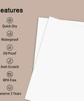 Bulk Pack 100 Sheets 8.5x11 US Letter Thermal Printer Paper For On The Go Portable Printers, features list with white sheets.