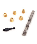 All-In-One Wood Threaded Inserts Installation Kit With Brass 400 M8 Knife Thread Inserts Includes Five M8-1.25 Inserts Drill Bit And Installation Tool